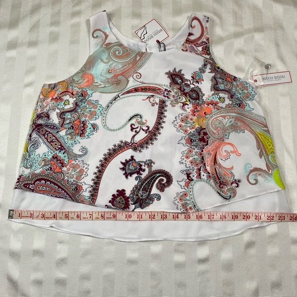 Bisou Bisou Michelle Bohbot Sz S Boho Paisley Print Sleeveless Top NWT - Picture 4 of 11